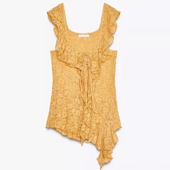 ZARA LACE RUFFLE TOP - Picture 6 of 10